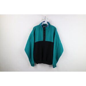 Vintage 90s Streetwear Mens Medium Faded Color Block Half Zip Fleece Sweater